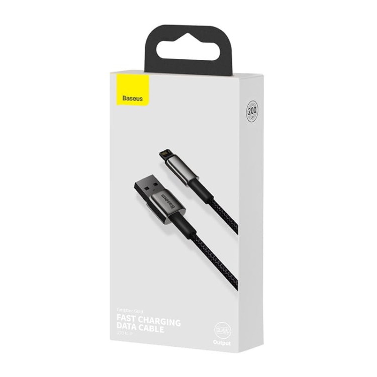 Kabel USB do Lightning Baseus Tungsten Gold, 2.4A, 2m (czarny) 8