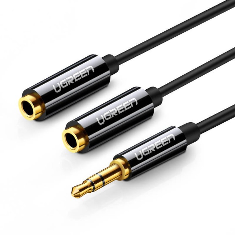 Rozdzielacz audio AUX kabel jack 3,5 mm UGREEN AV123, 25cm (czarny) 1