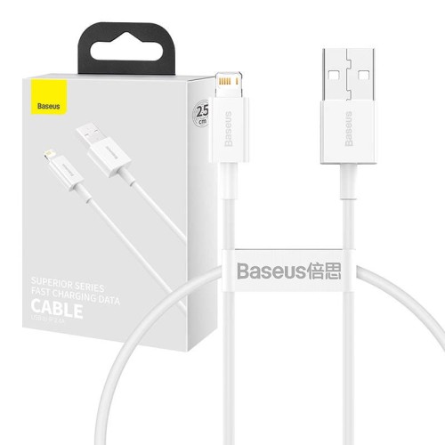 Kabel USB do Lightning Baseus Superior Series, 2.4A, 0.25m (biały) 1