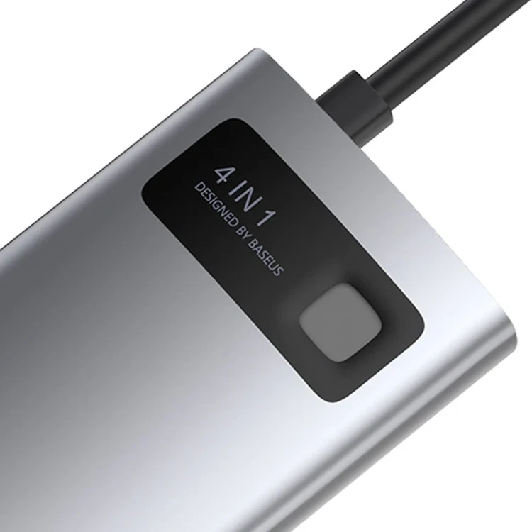 Hub 4w1 Baseus Metal Gleam Series, USB-C do USB 3.0 + USB 2.0 + HDMI + USB-C PD 5