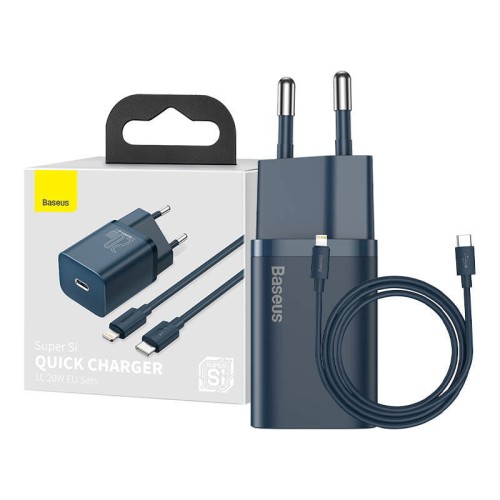 Ładowarka sieciowa Baseus Super Si Quick Charger 1C 20W z przewodem USB-C do Lightning 1m (niebieska) 1
