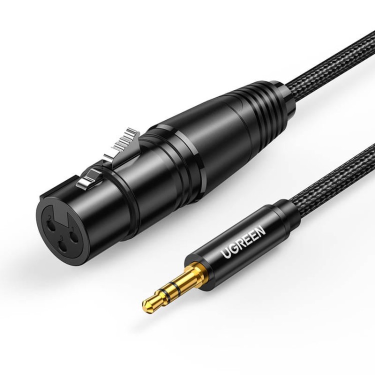 UGREEN AV182 Kabel XLR żeński do jack 3.5 męski - 2m (czarny) 1