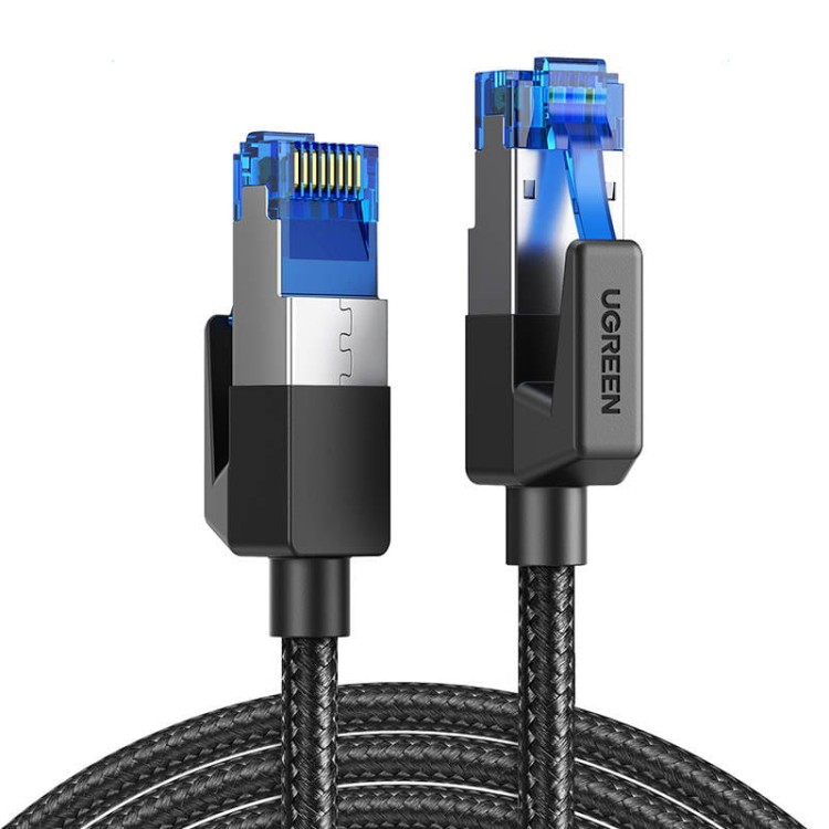 UGREEN NW153 Kabel sieciowy w oplocie, Ethernet RJ45, Cat.8, F/FTP, 1.5m (czarny) 1