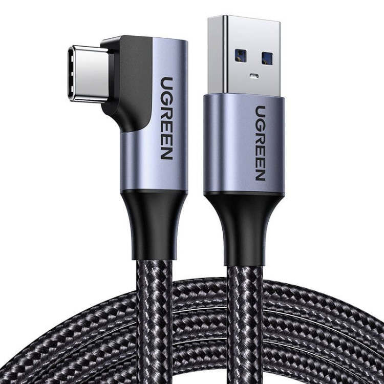 Kabel USB do USB-C, kątowy UGREEN US385, 3A, 1m (czarny) 2