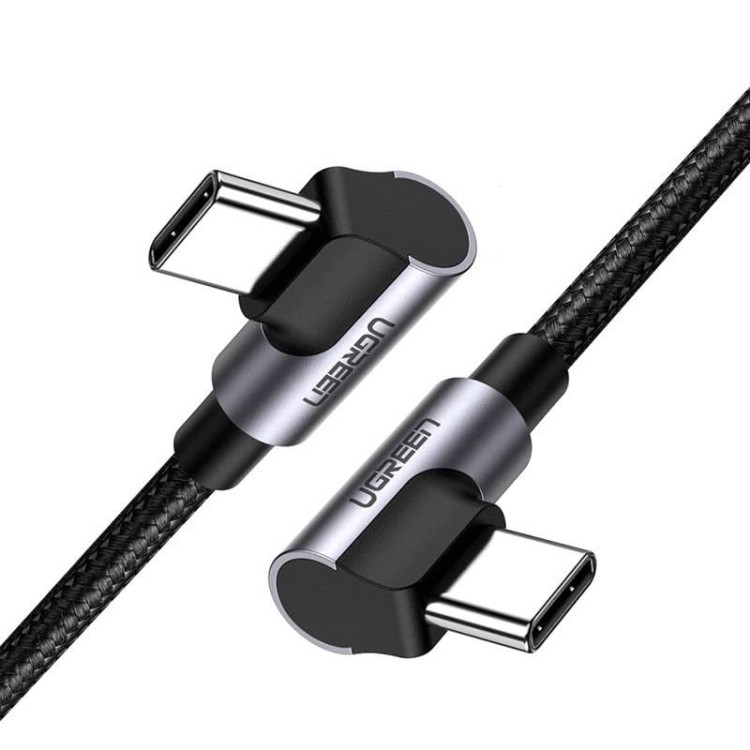 Kabel USB-C do USB-C kątowy UGREEN US323, PD, 3A 60W, 1m (czarny) 1