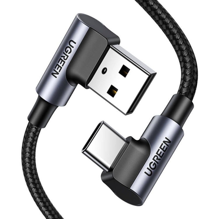 Kabel USB do USB-C, kątowy UGREEN US176, 3A, 1m (czarny) 3