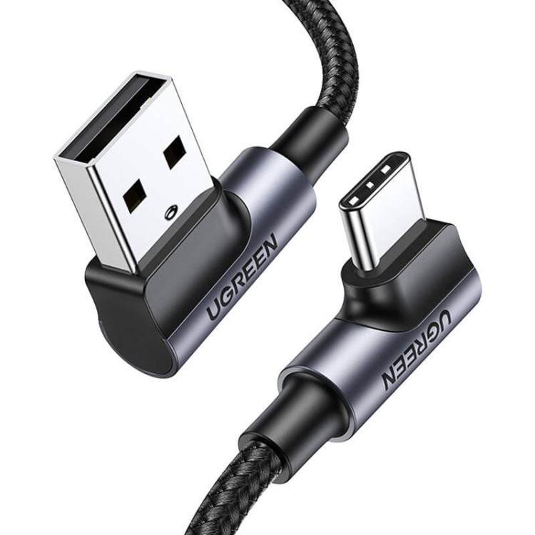 Kabel USB do USB-C, kątowy UGREEN US176, 3A, 1m (czarny) 4