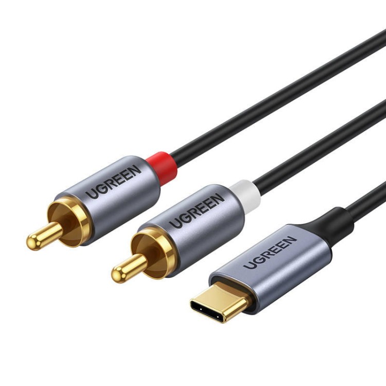 UGREEN CM451 Kabel USB-C do 2x RCA (Cinch) 1.5m (czarny) 1
