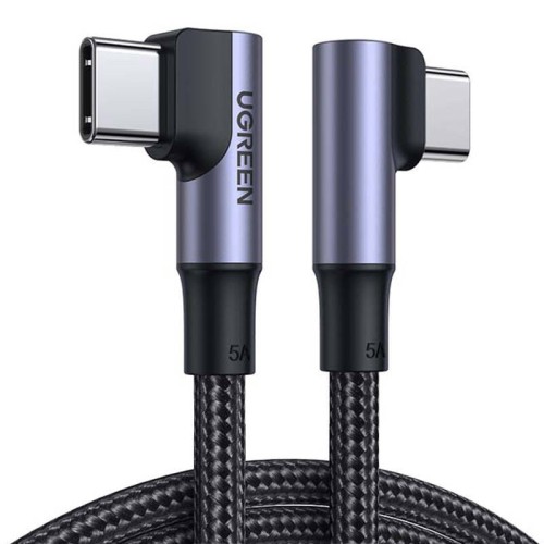 Kabel USB-C do USB-C, kątowy UGREEN US335, 5A, 100W, 1m (czarny) 1