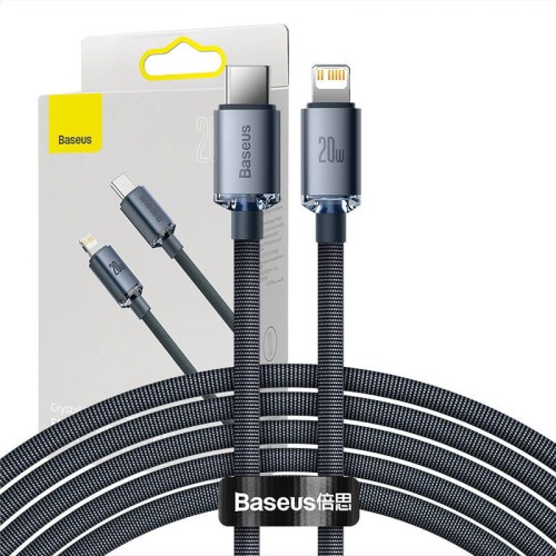 Kabel USB-C do Lightning Baseus Crystal Shine, 20W, PD, 2m (czarny) 1