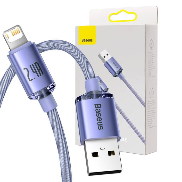Kabel USB do Lightning Baseus Crystal Shine, 2.4A, 2m (fioletowy) 1