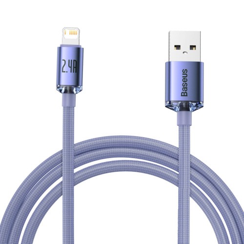 Kabel USB do Lightning Baseus Crystal Shine, 2.4A, 2m (fioletowy) 2