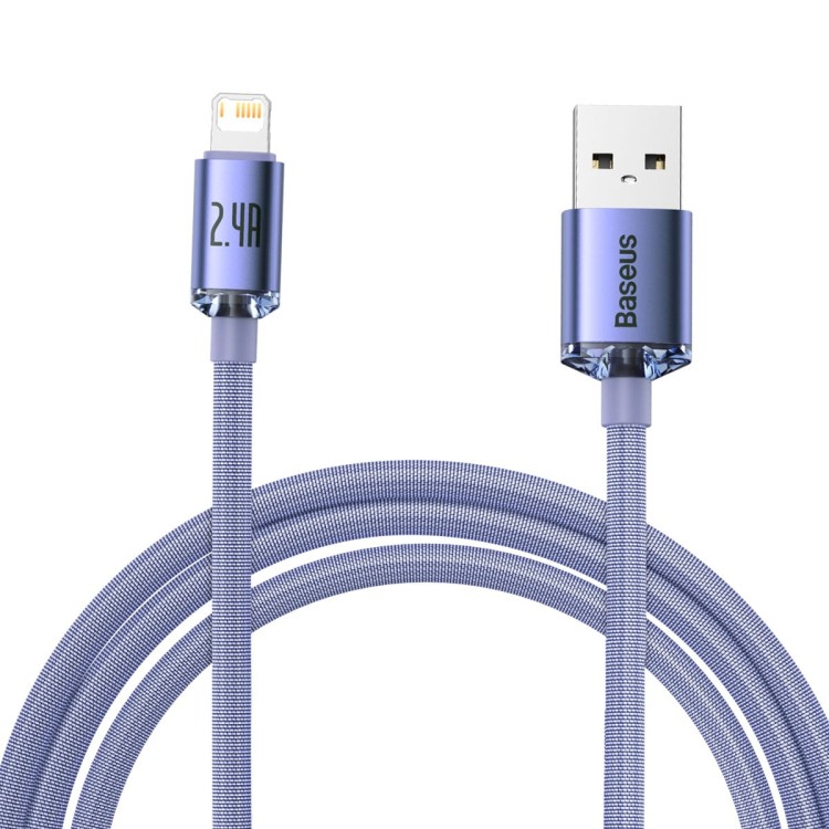 Kabel USB do Lightning Baseus Crystal Shine, 2.4A, 2m (fioletowy) 2