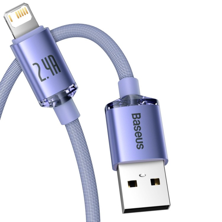 Kabel USB do Lightning Baseus Crystal Shine, 2.4A, 2m (fioletowy) 4
