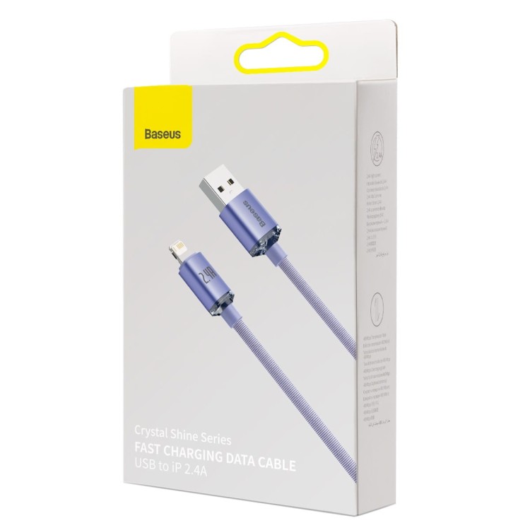Kabel USB do Lightning Baseus Crystal Shine, 2.4A, 2m (fioletowy) 5