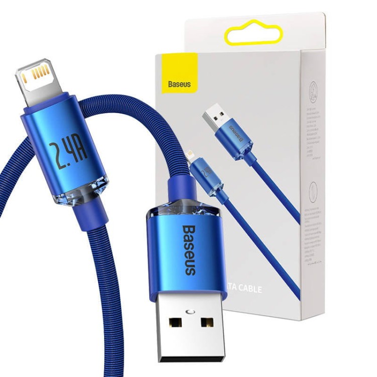 Kabel USB do Lightning Baseus Crystal Shine, 2.4A, 1.2m (niebieski) 1