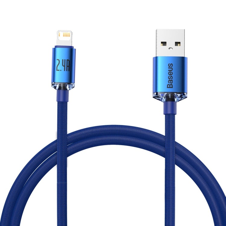 Kabel USB do Lightning Baseus Crystal Shine, 2.4A, 1.2m (niebieski) 2