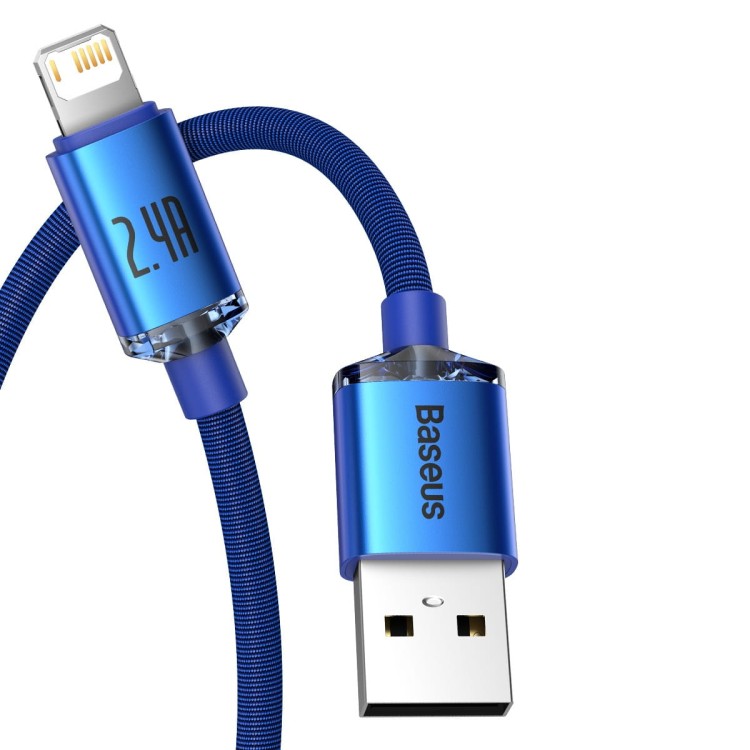 Kabel USB do Lightning Baseus Crystal Shine, 2.4A, 1.2m (niebieski) 3