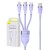 Kabel USB 3w1 Baseus Flash Series 2, USB-C + micro USB + Lightning, 100W, 1.5m (fioletowy) 1