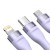 Kabel USB 3w1 Baseus Flash Series 2, USB-C + micro USB + Lightning, 100W, 1.5m (fioletowy) 4