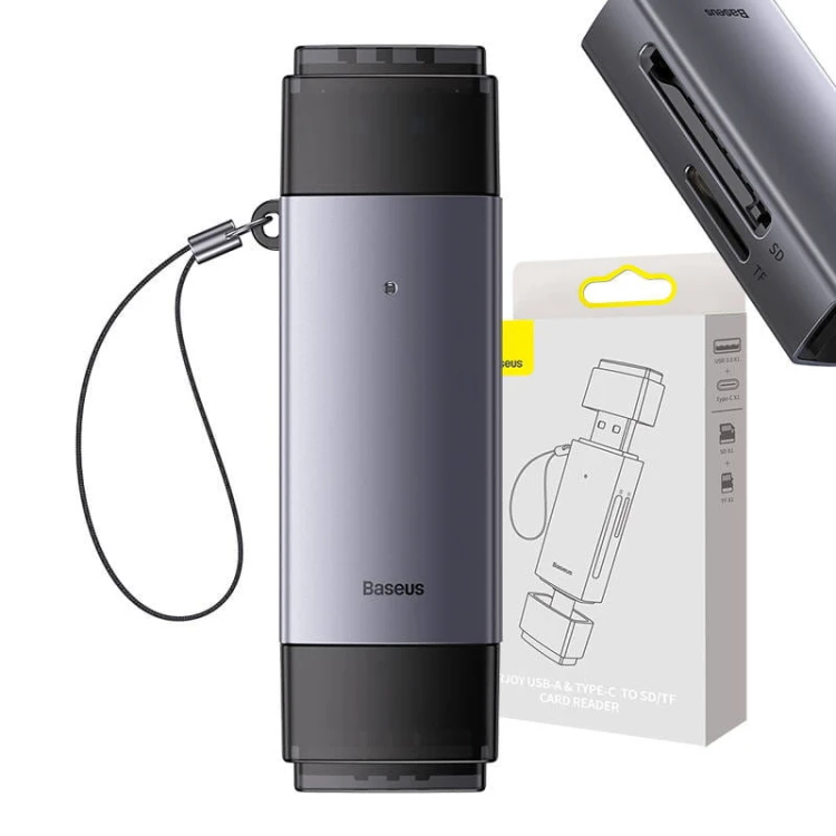 Czytnik kart pamięci Baseus Lite Series SD/TF, USB + USB-C (szary) 1