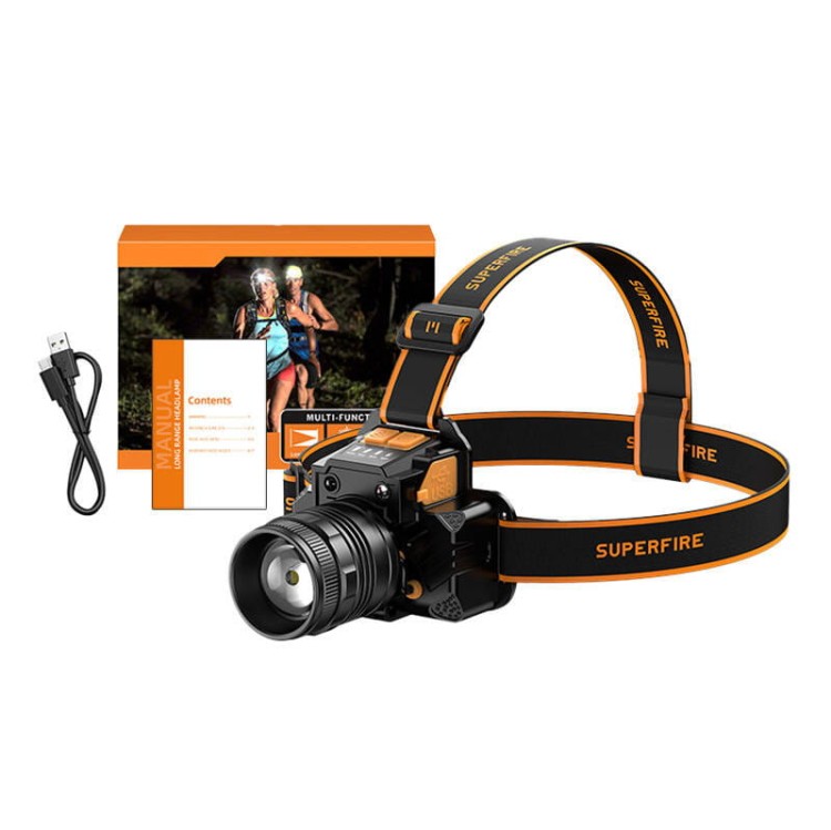 Latarka czołowa Superfire HL58, 350lm, USB 2
