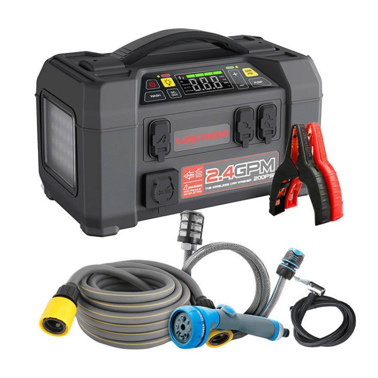 Urządzenie 5 w 1: Jump Starter / Rozrusznik / Booster 2500A + Powerbank 20000mAh + Kompresor + Latarka + Myjka Lokithor AW401 1