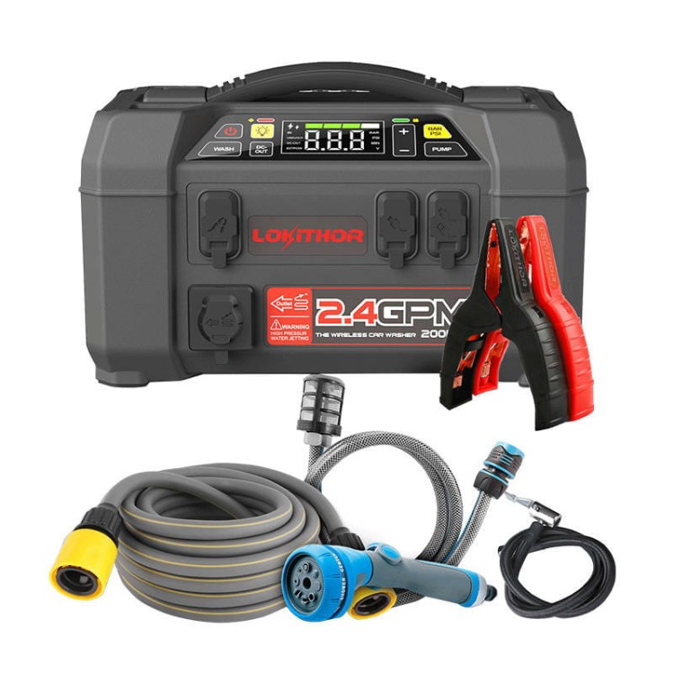 Urządzenie 5 w 1: Jump Starter / Rozrusznik / Booster 2500A + Powerbank 20000mAh + Kompresor + Latarka + Myjka Lokithor AW401 2