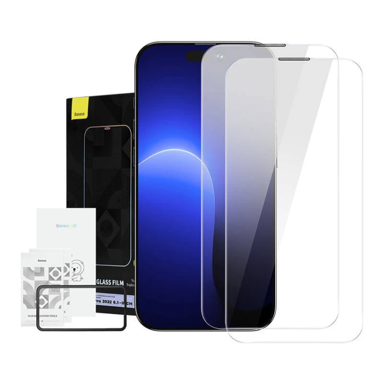 Szkło hartowane z powłoką przeciwpyłową 0.3mm Baseus Crystal do iPhone 14 Pro (2szt) 1