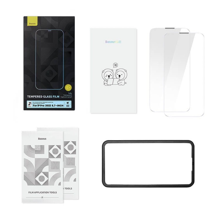 Szkło hartowane z powłoką przeciwpyłową 0.3mm Baseus Crystal do iPhone 14 Pro Max (2szt) 6