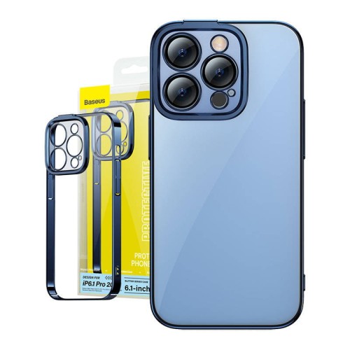 Zestaw ochronny Baseus Glitter przeźroczyste etui i szkło hartowane do iPhone 14 Pro (niebieski) 1