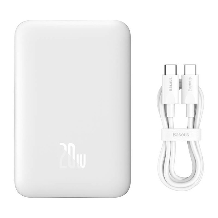 Powerbank magnetyczny Baseus Magnetic Mini 10000mAh, USB-C 20W MagSafe (biały) 6