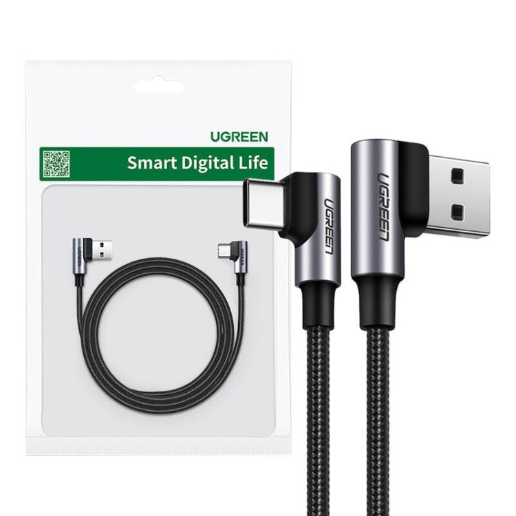 Kabel USB-C do USB-A 2.0 kątowy UGREEN US176, 3A, 3m (czarny) 1