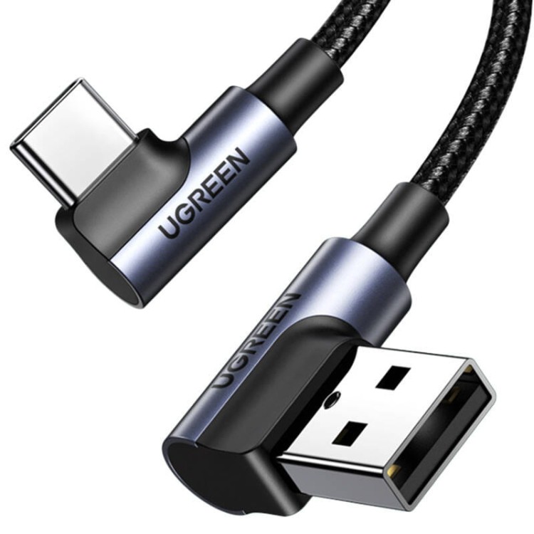 Kabel USB-C do USB-A 2.0 kątowy UGREEN US176, 3A, 3m (czarny) 5