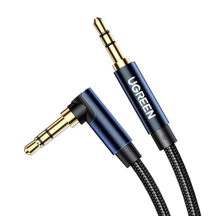 Kabel kątowy Jack 3,5mm UGREEN 60180 1.5m  (czarny) 1