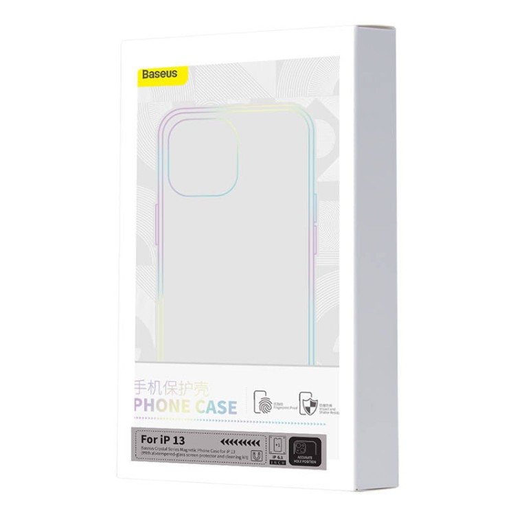 Etui ochronne Baseus Magnetic Crystal Clear do iPhone 13 (transparentne) + szkło hartowane + zestaw czyszczący 8