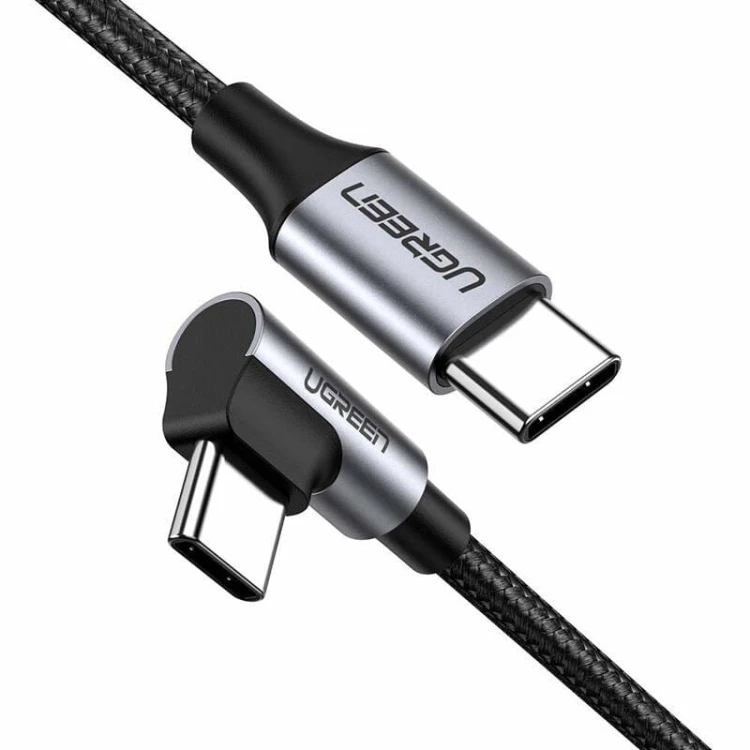 Kabel USB-C do USB-C, kątowy UGREEN  US255 QC 3.0 PD 3A 60W 1m (czarny) 2