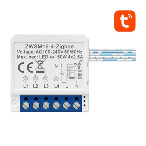 Inteligentny przełącznik dopuszkowy ZigBee Avatto ZWSM16-W4 TUYA 1