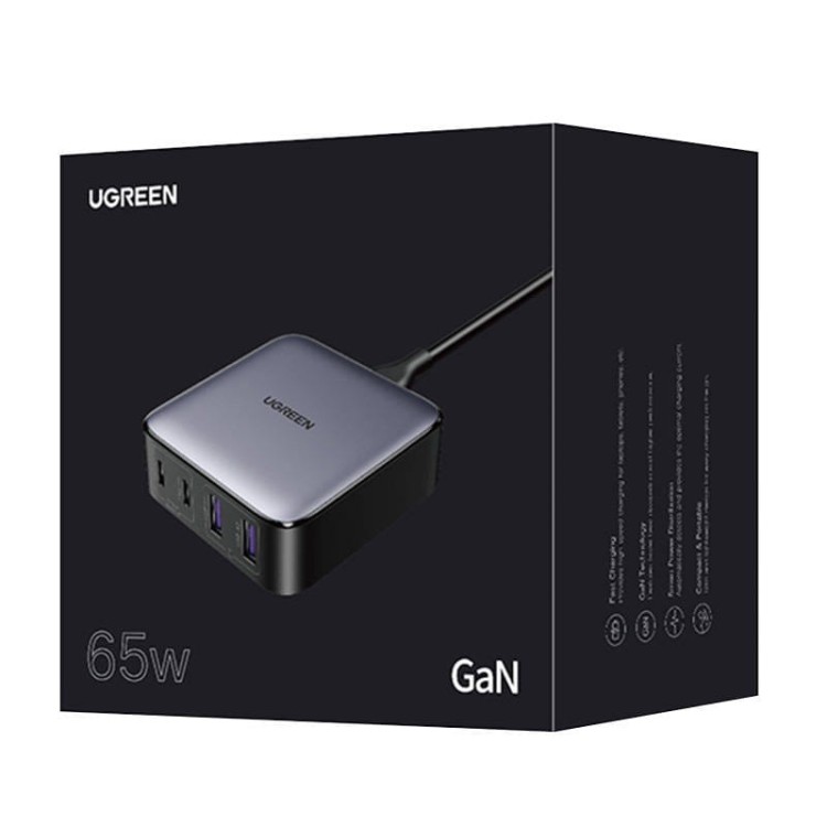 Ładowarka sieciowa UGREEN CD327 Nexode, 2x USB-C, 2x USB-A, GaN, 65W (szary) 2