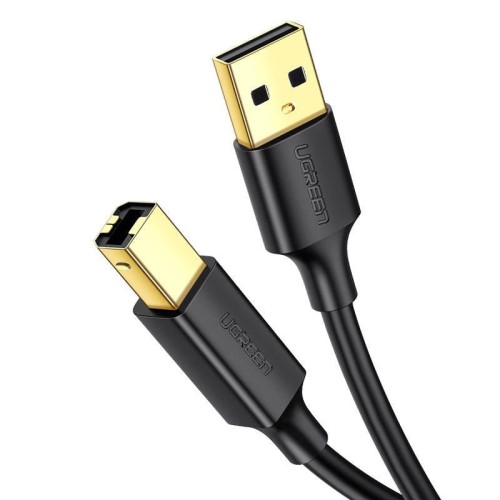 UGREEN US135 Kabel USB 2.0 A-B do drukarki, pozłacany, 1.5m (czarny) 1
