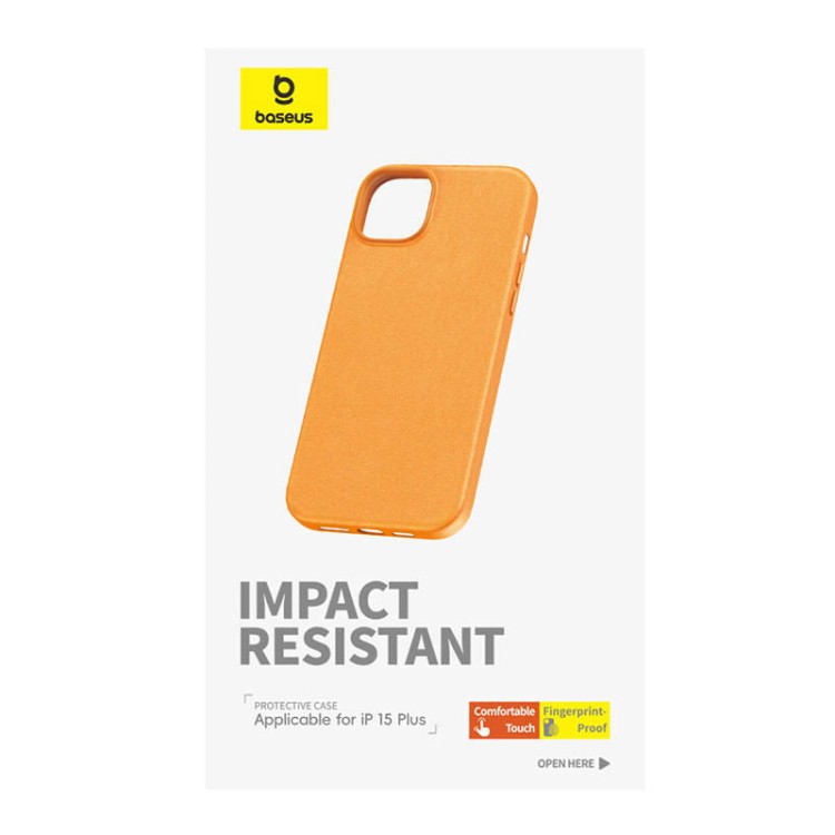Etui na telefon iPhone15 Plus Baseus Fauxther Series (Pomarańczowy) 3