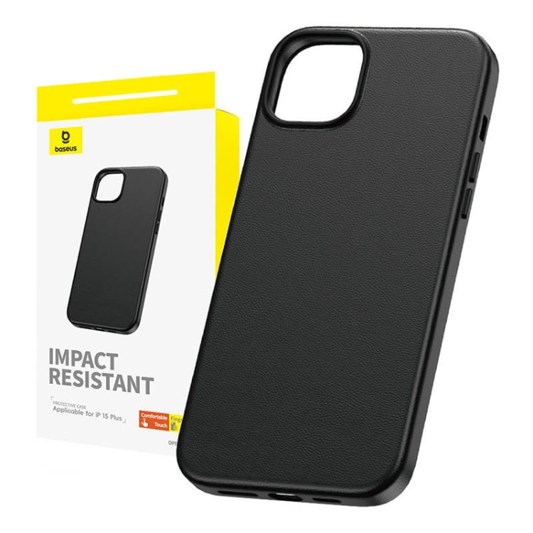 Etui na telefon iPhone15 Plus Baseus Fauxther Series (Czarny) 1