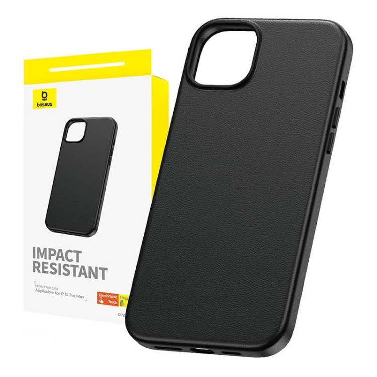 Etui na telefon iPhone15 ProMax Baseus Fauxther Series (Czarny) 1