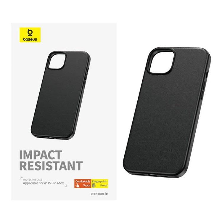 Etui na telefon iPhone15 ProMax Baseus Fauxther Series (Czarny) 3