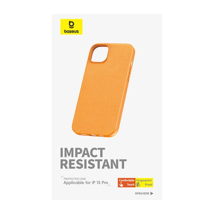 Etui na telefon iPhone15 ProMax Baseus Fauxther Series (Pomarańczowy) 3