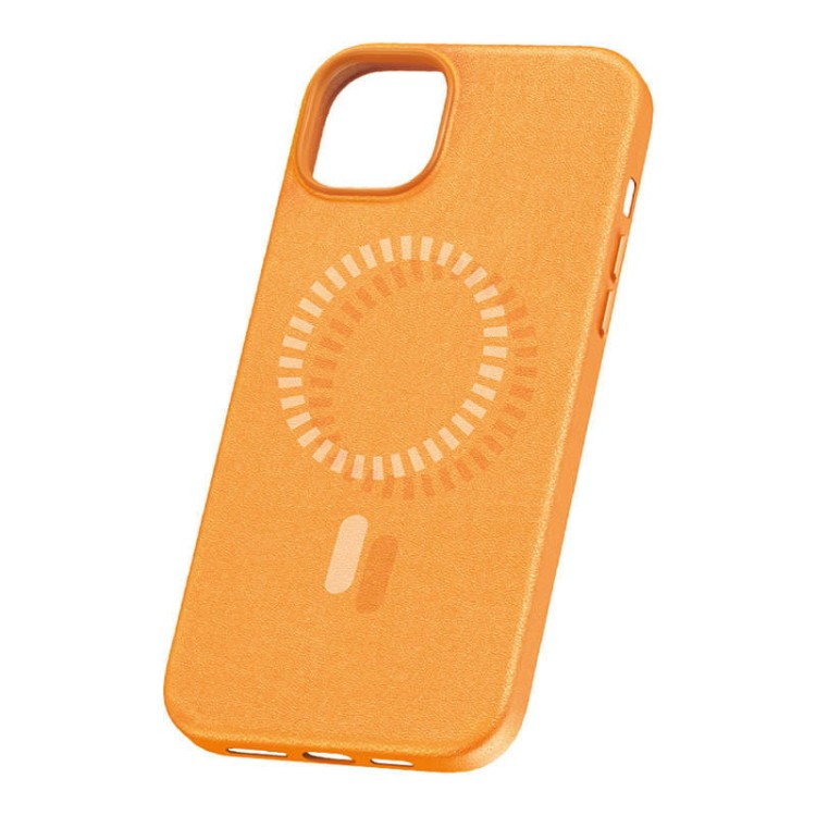 Magnetyczne Etui na telefon iPhone 15 Plus Baseus Fauxther Series (Pomarańczowe) 2