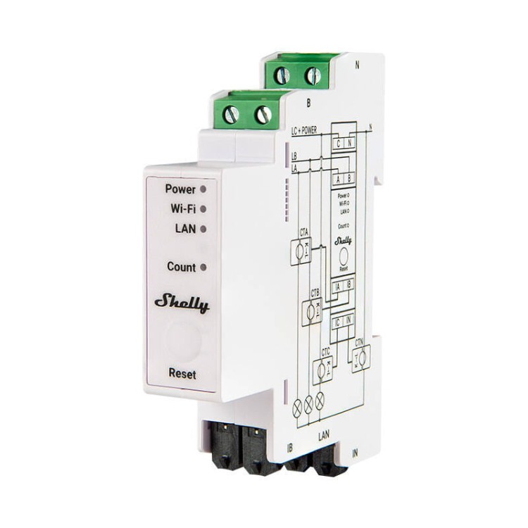 2-kierunkowy miernik zużycia energii elektrycznej Shelly PRO 3EM 120A WIFI 1