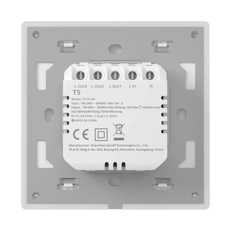 Inteligentny dotykowy przełącznik ścienny WiFi Sonoff TX T5 2C (2-kanałowy) 4
