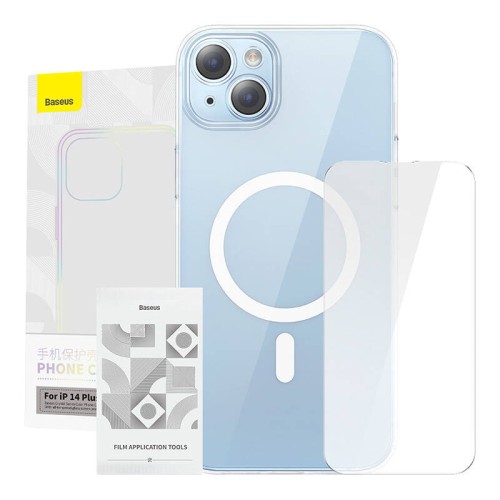 Magnetyczne Etui Baseus Crystal Series do iPhone 14 Plus + szkło hartowane 2