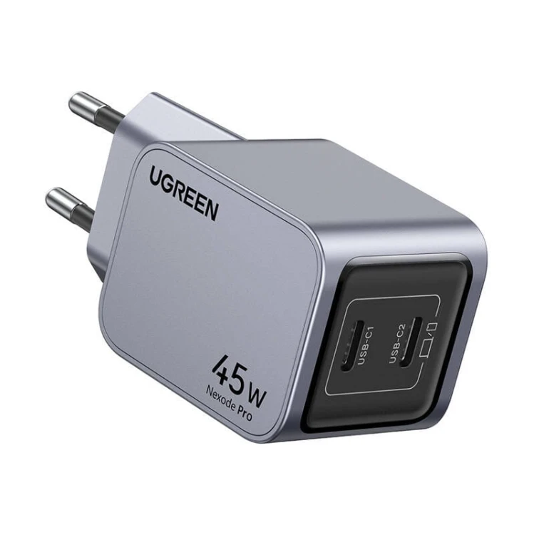 Ładowarka sieciowa Ugreen Nexode Pro 45W, 2x USB-C (szara) 3